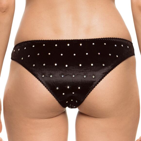 NWT KISSKILL Black Velvet Sparkle Panty with Crystals size Small - Picture 2 of 6